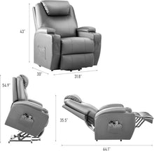UOPYNE Power Lift Lay Flat Recliner Chair for Elderly with Heat and Massage, Dual Motor Electric Reclining Chair with Side Pocket and Cup Holders for Living Room and Bedroom