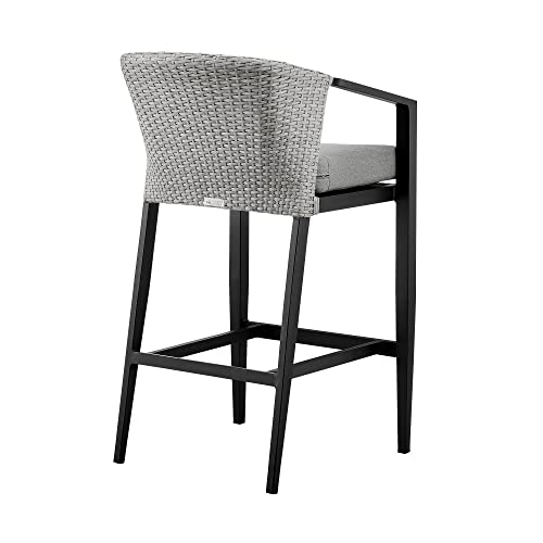 Armen Living Aileen Modern Patio Counter Chair Bar Stool Black