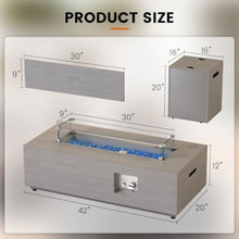 Sunpeak 42" Rectangular Outdoor Propane Fire Pit Table for Outside Patio