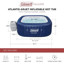Bestway Coleman Hawaii AirJet Inflatable Hot Tub with EnergySense Cover, Blue + Spa Seat (6 Pack) + Pillows (3 Pack)