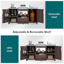 Outdoor Kitchen Island, Solid Wood Grill Cart with Stainless Steel Top, 66.5" Design with Drawer, Compatible with Big Green Egg & Kamado Joe, Dark Brown Outdoor Grill Station for Backyard Patio