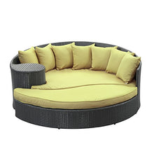 Modway Taiji Outdoor Wicker Patio Daybed with Ottoman in Espresso with Peridot Cushions
