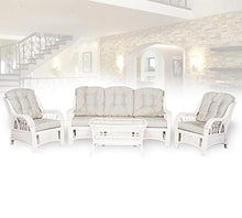 Alexa Living Sofa/Loveseat White Color Natural Rattan Wicker Handmade Design with Cushion
