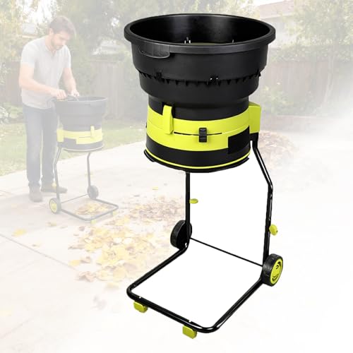 Electric Leaf Mulcher Shredder 8000RPM Bladeless Yard Waste Shredder w/17:1 Reduction Ratio Mulch 55 Gallons/Min Portable w/Wheels for Easy Cleanup 40mpowercord