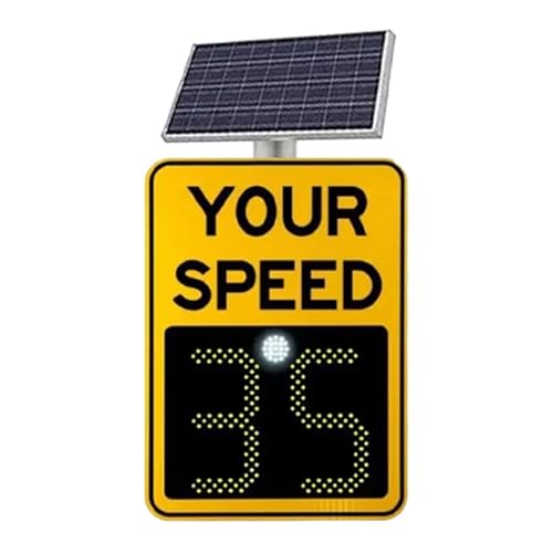 Radar Speed Sign, Vehicle Speed Detector Solar Radar Speed Sign Speed Detector Display Screen for Outdoor Road, 20"x27", Aluminum, with Accessories