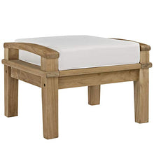 Modway EEI-1152-NAT-WHI-SET Marina Premium Grade A Teak Wood Outdoor Patio Ottoman, Natural White