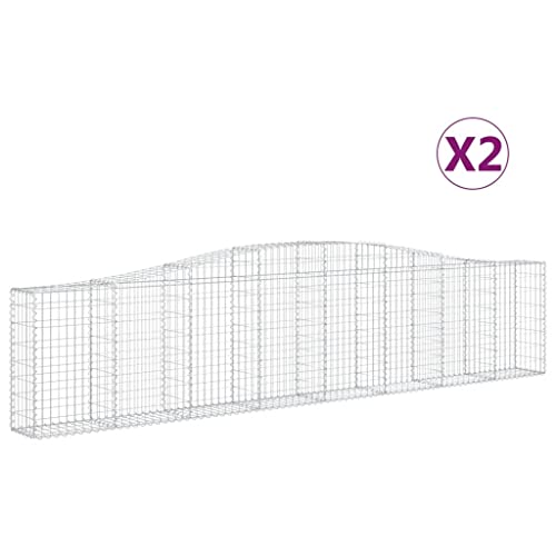 Arched Gabion Baskets 2 pcs 157.5"x11.8"x31.5"/39.4" Galvanized Iron White Black Other