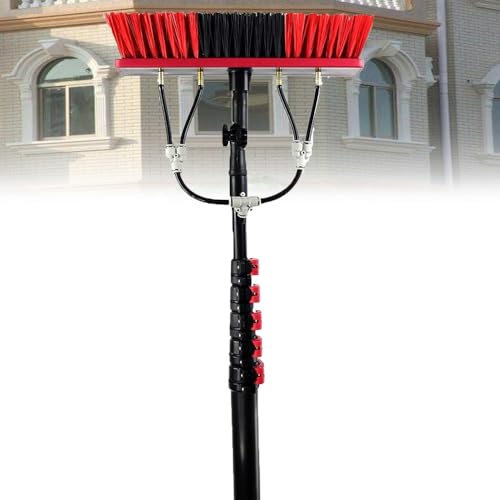 RESKIU 3.6M-10.8M Telescopic Extended Water Spray Cleaning Tool, Photovoltaic Solar Panel Cleaning Rod with Brush, Suitable for Greenhouse Roofs/Trucks/Cars,10.8m/36ft