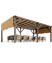VORTEXTOVE 12x20 FT Wooden Pergola with Retractable Shade Canopy