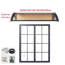 Patio Awning Canopy 150x300cm Outdoor Front Door Shelter with Polycarbonate Roofing Sheets - Black Aluminum Bracket for Window Porch Shade (Size:150x300cm/4.92x9.84ft)