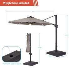 OROTLECT Luxury Shade: 11FT LED Cantilever Umbrella with Solution-Dyed Fabric, Aluminum Frame, and 360° Rotation
