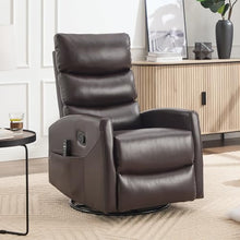 Swivel Rocker Recliner Chair 3-Stage Backrest, Massage & Heat, Faux Leather