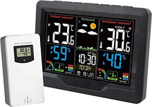 JDXQBLD Weather Station Wireless Indoor Outdoor Thermometer, Color Display Digital Forecast Station with Temperature Alert, Comfort Level, Barometer, Alarm Clock, Easy