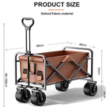 Camping Collapsible Wagon Cart 150L Large Capacity Garden Cart with Rotatable Rubber Wheels, Portable Trolley with Adjustable Handle & Net Pocket for Outdoor Activities,A