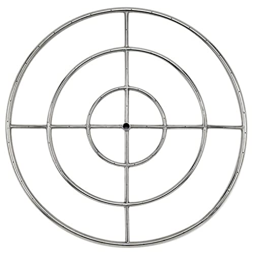 American Fireglass Triple-Ring Fire Pit Burner, 36-Inch Round | Use in Outdoor Natural Gas or Propane Fire Pit or Bowl | Durable Stainless Steel, BTU 445,000 Max.