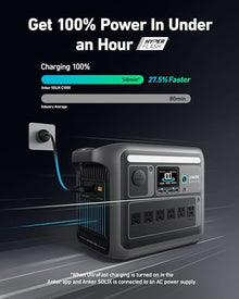 Anker SOLIX C1000 Portable Power Station with Car Charging Cable, 1,056Wh