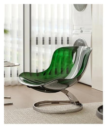 OUTIFUOSSR Acrylic Transparent Dining Chair Luxury Nordic Living Room Furniture Floor Armchair Creative Home Suspension Egg(Transparent Tan)