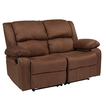EMMA + OLIVER Chocolate Brown Microfiber Loveseat with Recliners