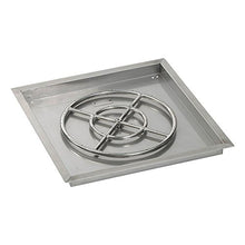 American Fireglass SS-SQPKIT-P-24 Propane 24" Square Stainless Steel Drop-in Pan with Spark Ignition Kit (18" Fire Pit Ring)