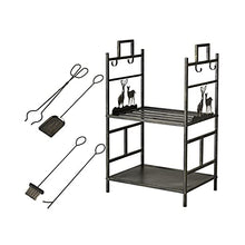 WXPWAMZ Firewood Rack Outdoor Indoor Wrought Iron Log Mantel Tool Set Pliers Outdoor Firewood Racks Firewood Rack with 4 Tools Firewood Storage Racks For Outside