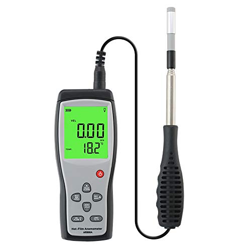 NEWTRY Digital Anemometer Handheld Wind Speed Meter Sensor Portable Wind Gauges Air Flow Velocity Thermometer for Measuring Wind Speed Temperature Volume with Backlight AR866
