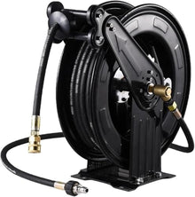 Automatic Retractable Hose Reel, Pressure Washer Hose Reel with Any Card Slot, Stainless Steel Bearings and Set Piece, for Watering Car Washing Pet Showers and Floor Cleaning