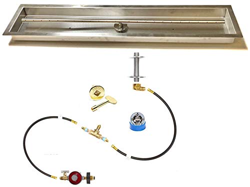 EasyFirePits Deluxe Tank-in-Table Propane Gas Fire Pit Linear T-Burner Pan & Complete Connection Kit (38.00, 36" T-Burner PAN 38X7 in)