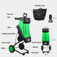 TREEYX Multifunctional Leaf Branch Shredder, 2400W Electric Garden Shredder, with 50L Collection Bag, No-Load Speed 4500rpm, Cutting Diameter 39mm
