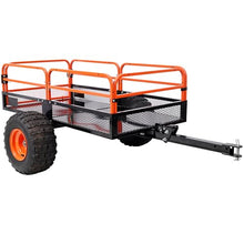 Heavy-Duty Tow-Behind Dump Cart 1500 Lbs Load Capacity, Solid Steel Bed Hauling Cart for ATV UTV Lawn Mower Tractor Yard Garden Farm