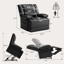 UOPYNE Dual Motor Black Power Lift Recliner Chair with Heated Massage