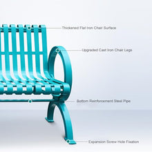 YCYHXJB Patio Garden Bench, Metal Outdoor Bench with Backrest and Armrests, Rounded Corners, Load Capacity 880 Lbs for Lawn, Yard, Porch, Work Entryway(Blue,150x63x78cm/59x25x31in)