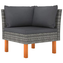 KPOUTRFG Modern Grey Poly Rattan Footstool with Eucalyptus Wood for Outdoor Use, Washable Cover Footstool for Comfortable Seating and Relaxation on Garden Patio Balcony, Grey for Outdoor