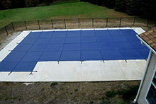 WaterWarden Inground Pool Safety Cover 16’ x 32’ with Left End Step, 15-Year Warranty, UL Classified to ASTM F1346, Triple Stitched for MAX Strength, Abrasion Resistant, Hardware Included, Blue Mesh