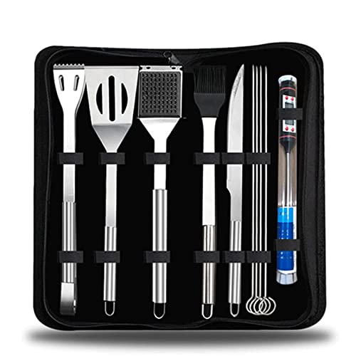 SDVantage 8pcs Grill Accessories BBQ Tools, Stainless Steel Grilling Tools, BBQ Accessories Tool Set with Carrying Bag & Thermometer, for Foodies, Barbecue Fans, Cooks, Camping Lovers