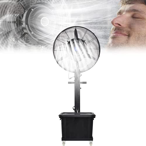 CUTPOIY Industrial Pedestal Misting Fan with 43L Tank, Oscillating Cooling Fan, 3 Speed Settings, Heavy Duty Outdoor Mister Fan for Patio and Workshop, 80CM