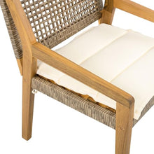 SRECELL Outdoor Patio Chairs Set of 4, Acacia Wood & Wicker Dining Chairs with Cushions, Teak Finish Outdoor Seating for Backyard, Patio, Garden Gatherings,4 Pack