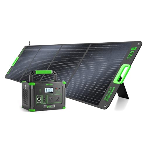 EBL 1000W Portable Power Station with 200W Portable Solar Panel