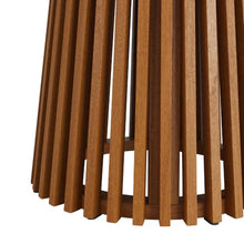 Modway Lane 39 Inch Teak Wood Outdoor Round Dining Table for 4 in Natural – Slatted Patio Table with Umbrella Hole and Pedestal Base for Patio, Balcony, Deck, Backyard, Terrace Or Sunroom