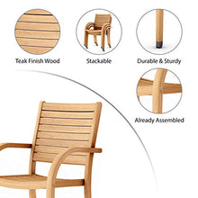 Urban Elements Mykonos 9-Piece Rectangular Patio Furniture Set | 100% Certified Teak Table and Teak Finish Stackable Chairs | Backyard Furniture, Rectangular Outdoor Dining Set
