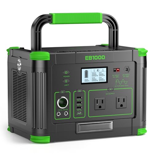 Portable Power Station 1000W 999Wh Solar Generator for Outdoor Home Backup