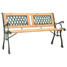 FURUIM2024M Garden Bench Garden Backrest Bench, Park Cast Iron Chair, Wooden Surfac, for Outdoor Comfort 122 cm