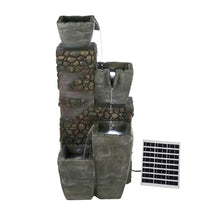 Alpine Corporation TZL264SLR 43" Outdoor 4 Tier Vase Solar Water Fountain with LED Lights, Cascading Garden Fountain, Gray