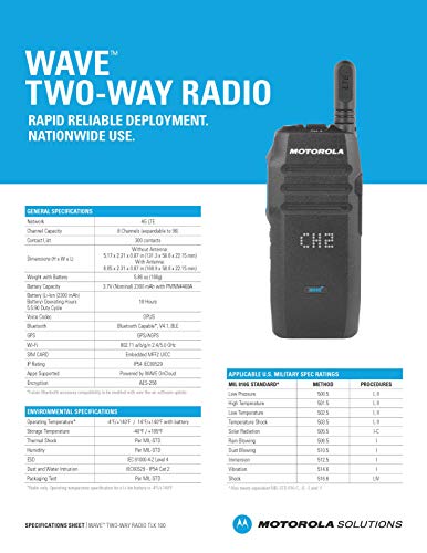 Motorola 2 TLK100 Wave 4G LTE/WiFi Two Way Radio Black