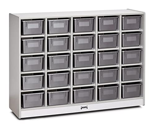 Jonti-Craft Rainbow Accents 25 Cubbie-Tray Mobile Storage with Trays Gray