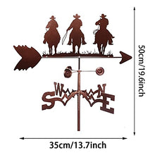 Metal Three Cowboy Weather Vane Stainless Steel Weather Practical Wind Vane Direction Indicator Measuring Tools Farm Scene Home Outdoor Garden Craft Ornament