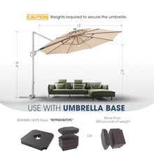 wikiwiki 12FT 2-Tier Cantilever Patio Umbrella with Solar Lights Beige