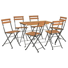 JIQHOHX 7 Piece Folding Bistro Set Solid Wood Acacia and Steel, Garden Table and Chairs, Garden Chairs Set, Patio Set, Outdoor Table and Chairs