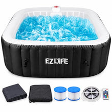EZLIFE 4–6 Person Square Inflatable Hot Tub with Multicolor LED Lights