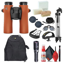 SWAROVSKI OPTIK 8x32 NL Pure Binoculars Orange Bundle with Comfort Strap, Tripod, Backpack, Adapter, Flashlight, and Cleaning Kit