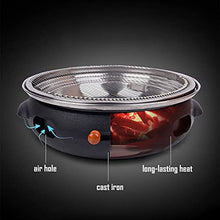 Charcoal Grill Camping Cooking Grill Food Charcoal Stove With Non-Stick Grill Pan Household Barbecue Tools Cast Iron BBQ Grill Outdoor Cooking Picnic Barbecue (Color : Black Size : 34x11.5cm)